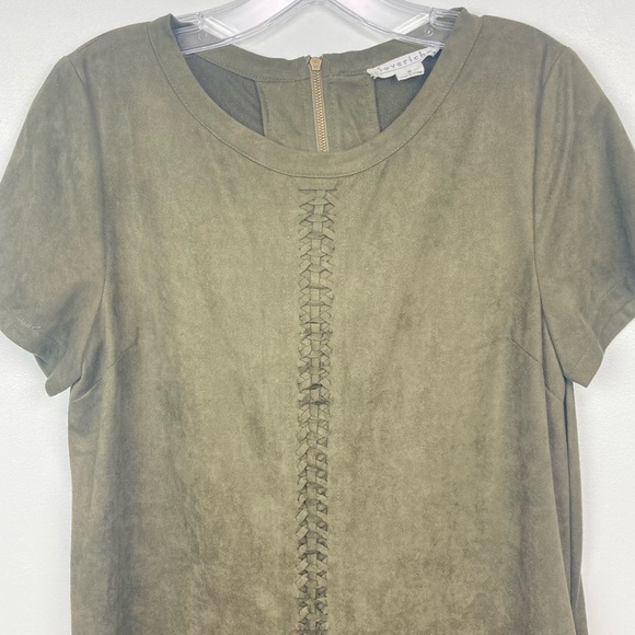 LOVE RICHE Vegan Suede Western Shift Dress with Pockets in Moss Green - Size S - Picture 5 of 10